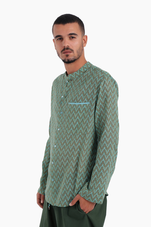 Shirt in printed cotton gauze with button down